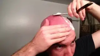 Straight Razor Self Head Shave - First Pass