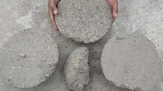 concrete asmr gritty crunchy crispy huge soft bowls dry crumbling on floor+crates pile Playa at end