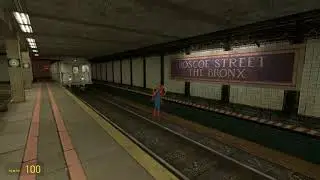 Lets play Gmod Part 7, Clueless Drunkish Spiderman got Ran over by a Train.