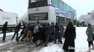 Bus stuck in snow and ice