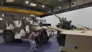 French and Croatian defense ministers tour military manufacturer outside Paris