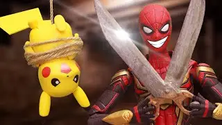 Pokemon Stop Motion Spider-man vs Pikachu Figure Stop Motion