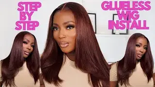 STEP BY STEP GLUELESS WIG INSTALL | AUBURN BROWN LAYERED HAIR | FT RPGSHOW