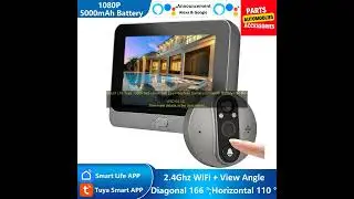 1005003221688194 Smart Life Tuya 1080P WiFi Door Bell Eye Peephole Camera 5000mAh Batte