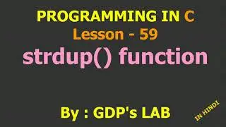 strdup function | Lesson - 59 | C in Hindi