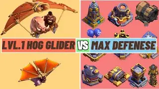 Level 1 Hog Glider Vs All Max Defenese | Hog Glider coc | Builder Base Challenge