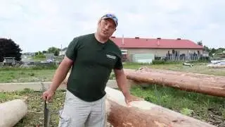 How To Build A Log Home | Log Peeling With A Drawknife