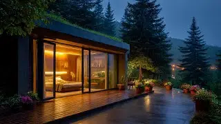 Heavy Night Rain Ambience 🌙 Forest Luxury House Sleep Sounds