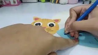 Make a Moving Cat! 🌊 Cute Ocean Paper Craft Peek a Boo Mechanism #diy #diycraft #kidscraft #art
