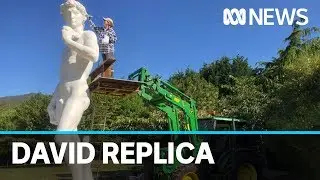 Couple pick up 5m replica of Michelangelo's David for $500 for their backyard | ABC News
