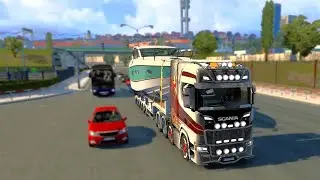 Delivering a Massive Luxury Yacht with a Fully Customized Scania Truck Heavy Haul Challenge ETS2 (2)