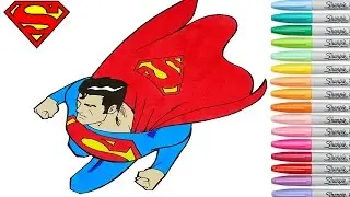 Superman Coloring Book Pages Superhero Cartoon Justice League Rainbow Splash