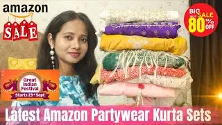 Amazon Great Indian Festival Sale Haul|Latest Amazon Partywear Embroidery Kurti/Kurta Set Haul