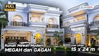 WOWW Desain Rumah Mewah Tropis Modern 2 Lantai 6 Kamar di Lahan 15x24 m