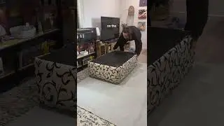 We&rsquo;re flipping our ottoman 🧵who said two girls with no experience couldn&rsquo;t reupholster a tiny little