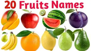 20 फल के नाम | Fruit Names for Kids | Learn Fruits Name in Hindi & English | Kids Learning Video