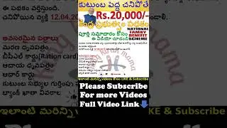 కుటుంబ పెద్ద చనిపోతే Rs.20,000/- కేంద్ర ప్రభుత్వం పధకం వితంతు స్త్రీNFBS Central scheme #govtschemes