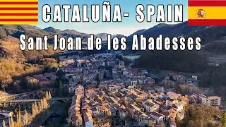 WALKING TOUR 4K SANT JOAN DE LES ABADESSES . CATALOÑA - SPAIN 4k HDR - 29/12/2023 08:35am