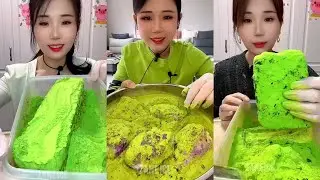 ASMR YY ICE EATING WITH HEAVY MATCHA POWDER 