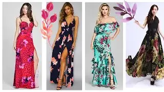 FLORAL PRINT CHIFFON MAXI DRESSES | SUMMER MAXI DRESSES FOR LADIES |