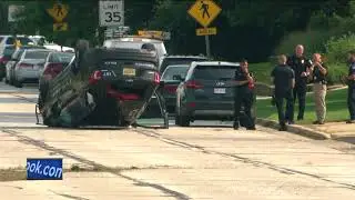 Greenfield Police squad car involved in rollover accident during police chase