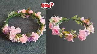 How  I made beautiful head crown with flower | flower girl headpiece making at Home