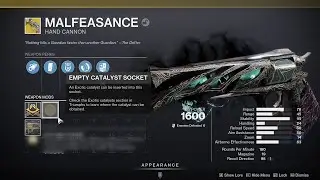 HOW TO GET MALFEASANCE CATALYST - DESTINY 2