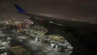 Airbus A220 Fast Floating Landing at Boston Logan - DL915 N117DU - 4K Video - Night Landing