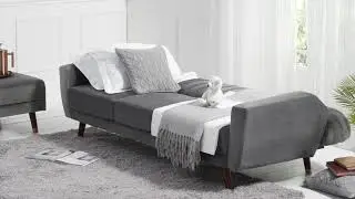 Oak Furniture Superstore - Lucia Grey Velvet Reversible Sofa Bed