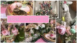 DIY Easter Tablescape | Mantle | Topiary | EASY Gorgeous Pink and Bunny Decor | 2021