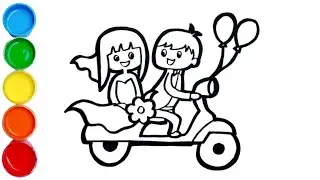 Wedding Couple Drawing Painting Colouring For Kids And Toddlers |Just married  #drawingchannel