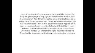 Issue  if the inmates first amendment rights would be violated if a Chaplain gave a prayer