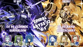 Spiral Abyss 6.1 | C0 Clorinde Quickbloom & C0 Navia Hypercarry | Clorivia 