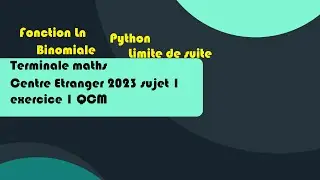 (TERMINALE)(MATHS)(BAC) Centre &eacute;tranger jour 1 2023 Exo 1 QCM sur fonction , suite, primitive etc...