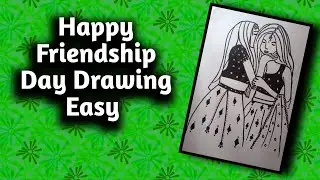 Happy Friendship Day Drawing Easy | Best friend Drawing 