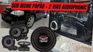 SUB BICHO PAP&Atilde;O/ 2 VIAS CLUB KC6.3 AUDIOPHONIC/ 2 VIAS SENSATION KS 525/ AMPLIFICADOR FALCON - ASTRA