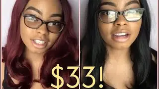 ForQueens cheap Amazon prime  synthetic wig for $33 Review ombr&eacute; burgundy + black wig