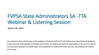 FVPSA State Administrators SA TTA Webinar & Listening Session