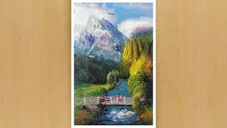 How to Paint Mountain View | Oil Painting for Beginners| landscape Step by Step