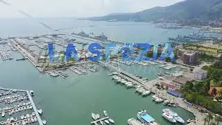 Inscription on video. La Spezia, Italy. Bridge Thaon di Revel. View from above. Text from small ball