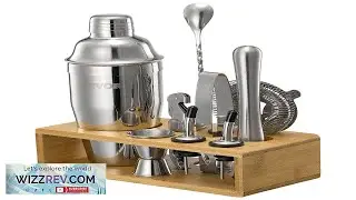 VEVOR Cocktail Shaker Set 10 Piece Stainless Steel Bar Tools with Bamboo Stand