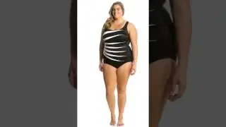 Longitude Plus Size Colorblock Fan Tank One Piece Swimsuit | SwimOutlet.com