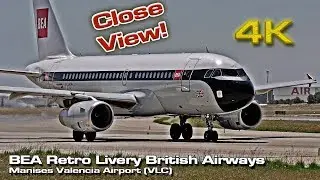 BEA Retro Livery British Airways A319  [4K 50p] Valencia (G-EUPJ) 100 years!