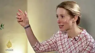 Estonia&rsquo;s prime minister, Kaja Kallas, talks with Al Jazeera