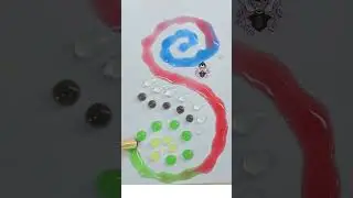 💙❤️💚💛🤍⚫️Rainbow Colour & Water drops mixing 🌈 #mix #art #painting #shorts #satisfying #youtubeshorts