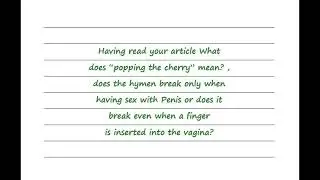 Does The Hymen Break Only When Having Sex With A Penis?