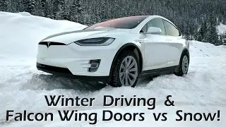 Tesla Model X - Winter Driving & Falcon Wing Doors vs Snow