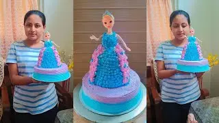1.5kg two tier doll cake... Doll cake..How to make doll cake