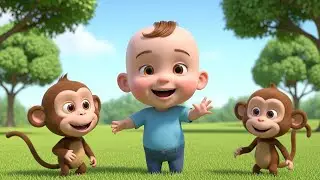 Baby & Monkeys Park Fun 🐵👶 | Funny Animal Nursery Rhymes | Kids Playtime Song