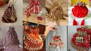 Traditional Indian Bridal Potli with Gota Patti, Mirror Embroidery, and Jewel Tassels